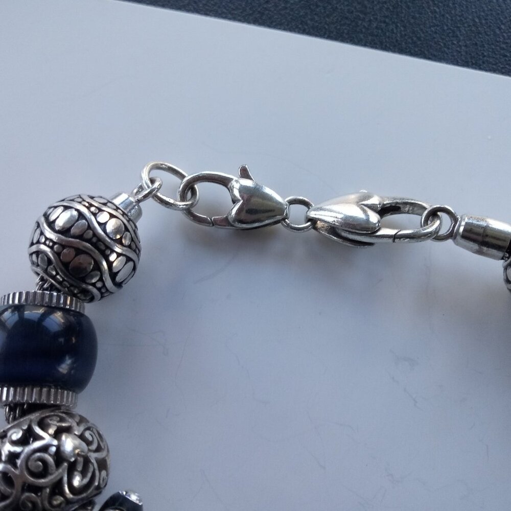 Brighton Black, Silver and Navy Beaded Charm Bracelet - Picture 6 of 7